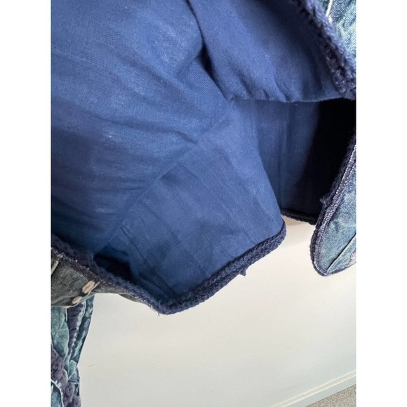 Coldwater Creek Women's Jacket Size XL Crochet Denim Boho Indigo Patchwork Y2K - Picture 14 of 15